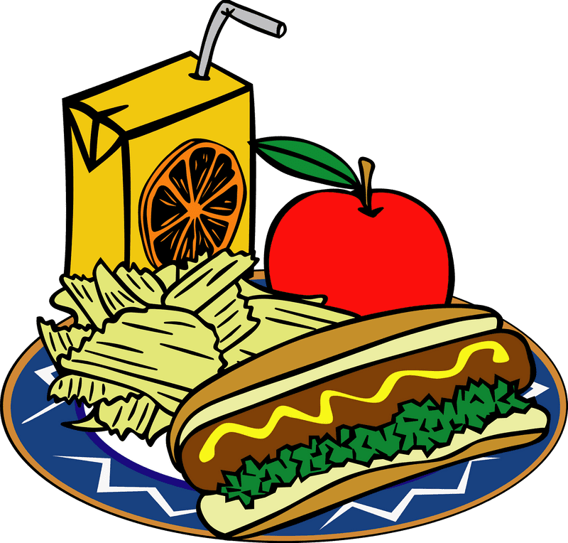 Fast Food Feast Hot Dog Chips and Juice PNG
