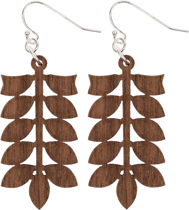 Elegant Wooden Leaf Earrings for Natural Style PNG