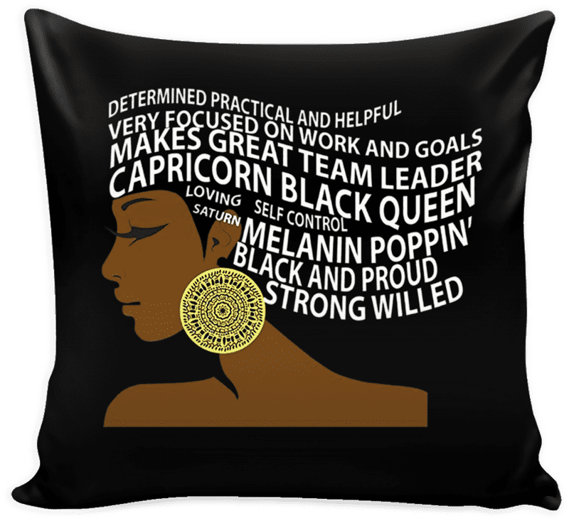 Empowered Black Queen Pillow Cushion PNG