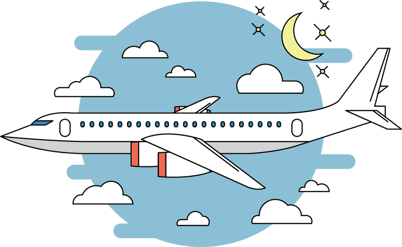 Dreamy Airplane Night Flight Over Clouds PNG