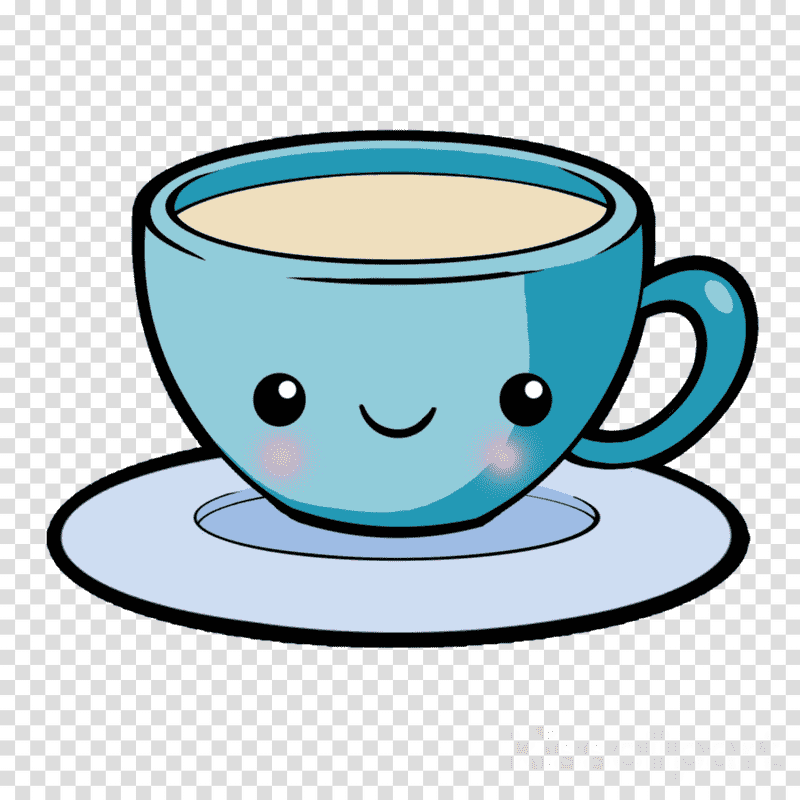 Cheerful Blue Tea Cup on a Saucer PNG
