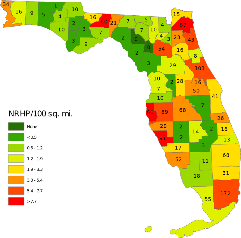 Florida Population Density Map by County PNG
