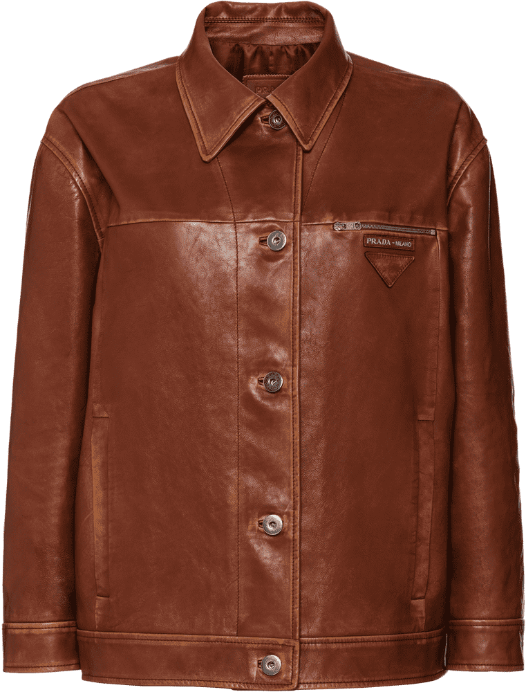 Stylish Brown Leather Jacket with Classic Appeal PNG