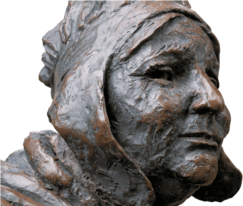 Bronze Sculpture of a Thoughtful Woman PNG