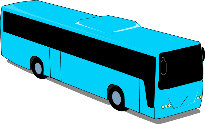 Bright Blue School Bus Adventure PNG