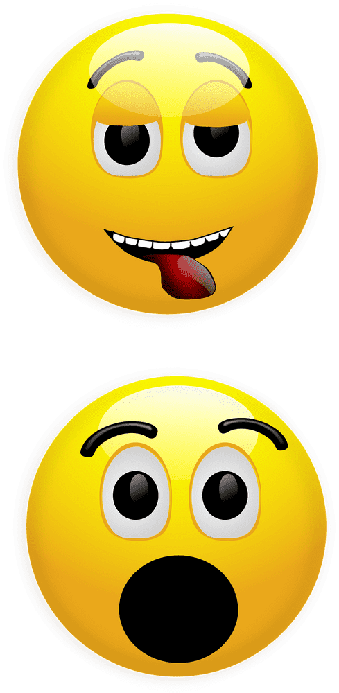 Smiley Expressions of Joy and Surprise PNG
