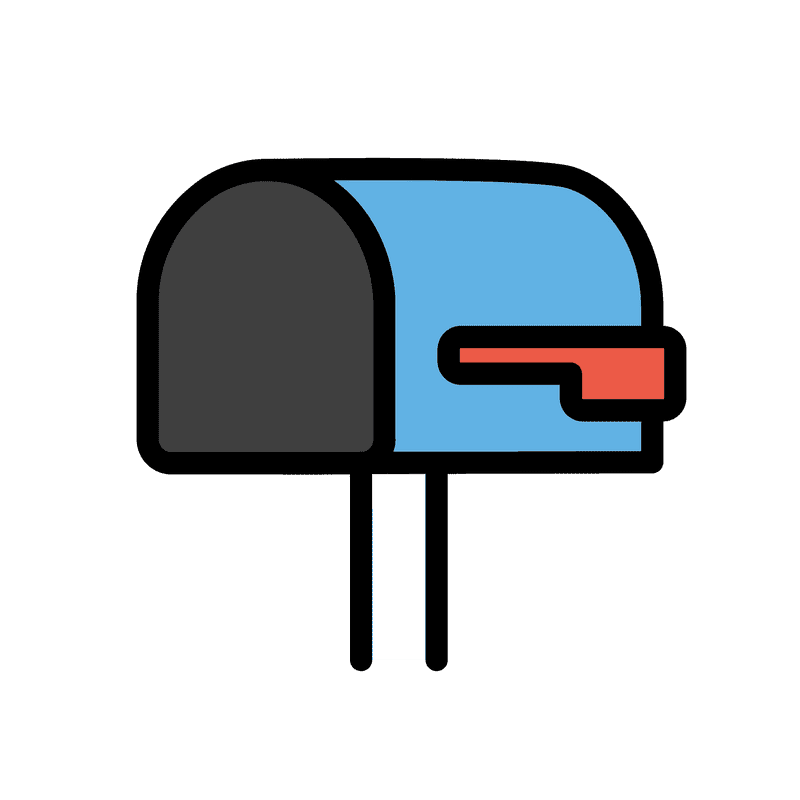Bright Blue Mailbox with Red Flag PNG