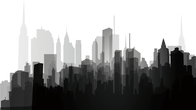 Elegant City Skyline Silhouette at Dusk PNG