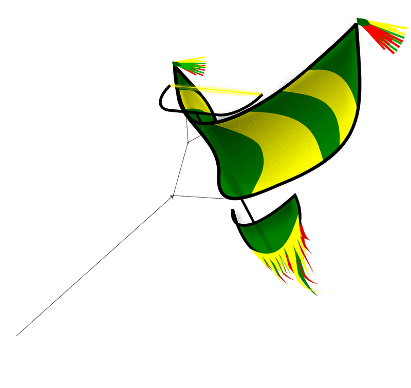 Vibrant Green and Yellow Kite in Flight PNG