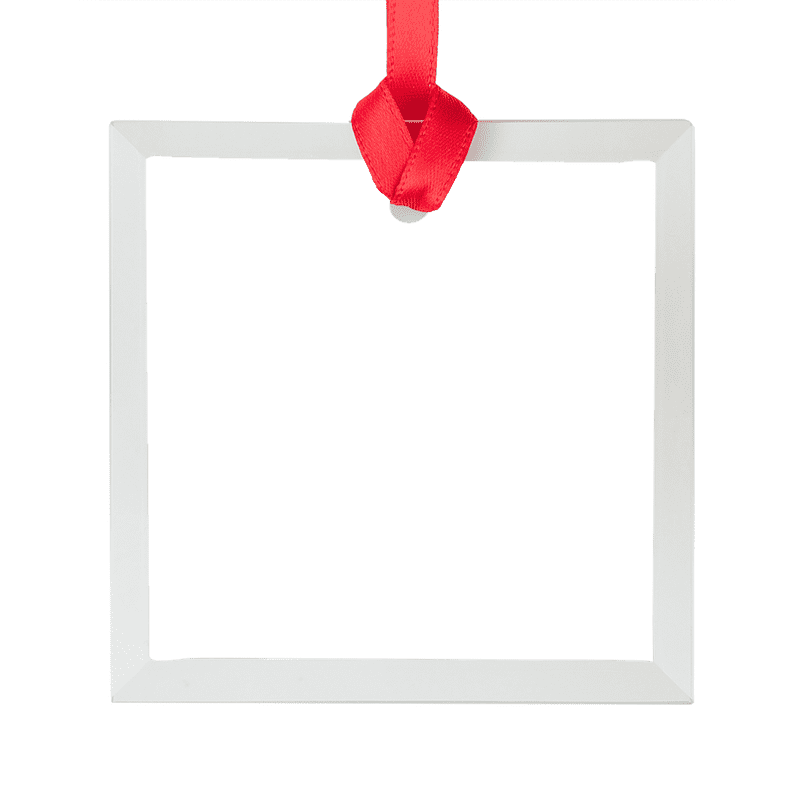 Elegant White Photo Frame with Red Ribbon PNG