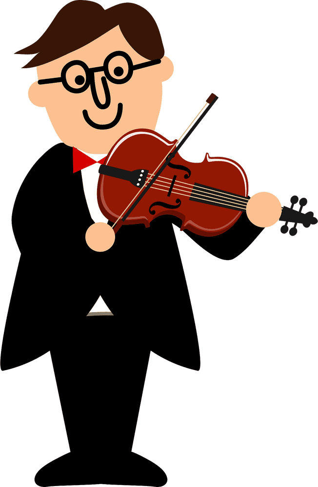 Joyful Violinist in Formal Attire PNG