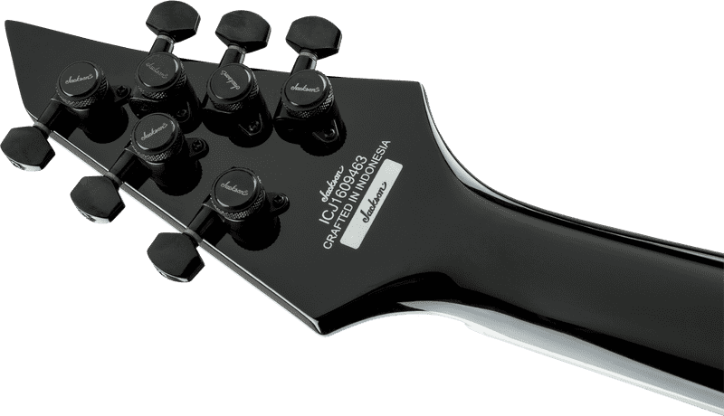 Electric Guitar Headstock in Sleek Black Finish PNG
