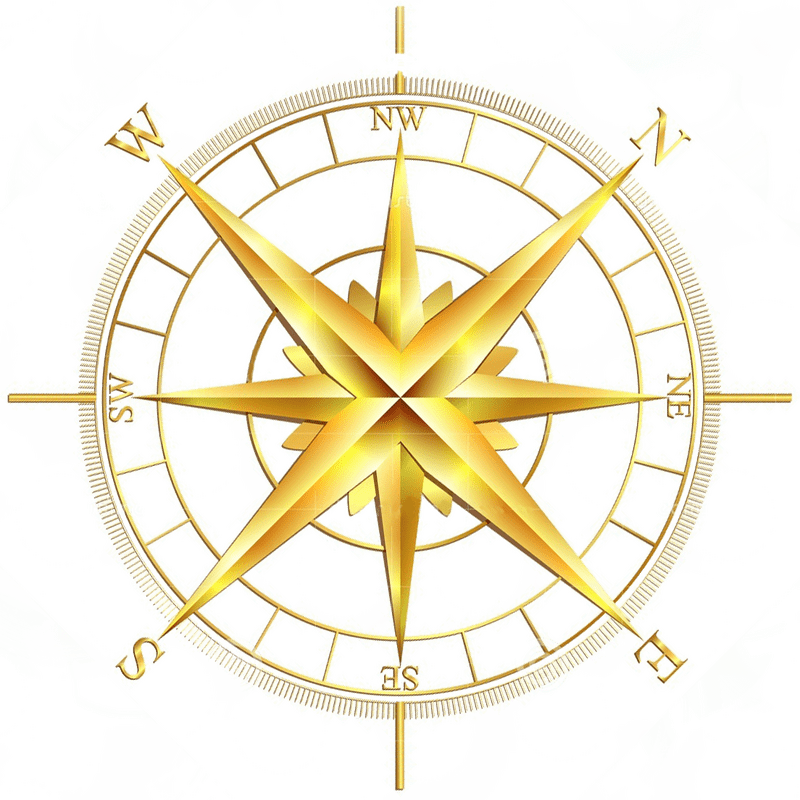 Golden Compass Rose of Direction and Discovery PNG