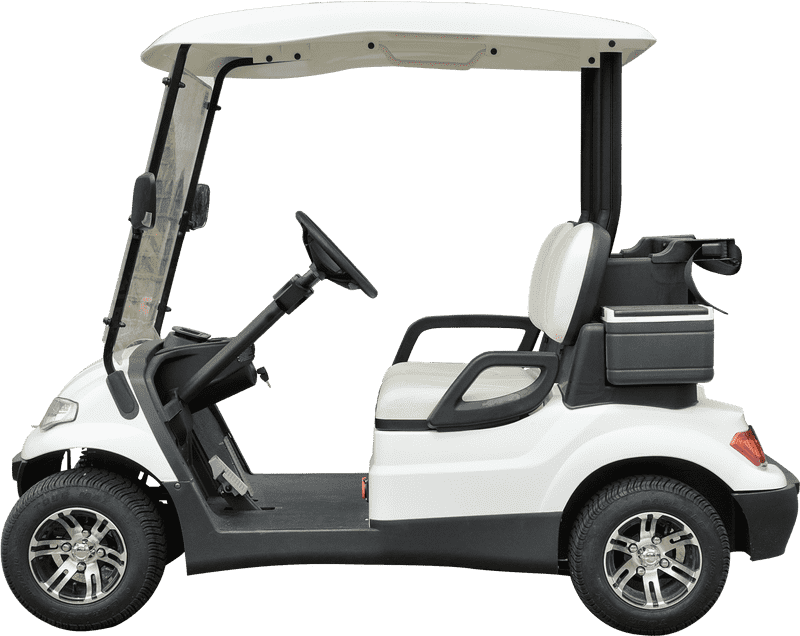 Stylish White Golf Cart for Convenient Rounds PNG
