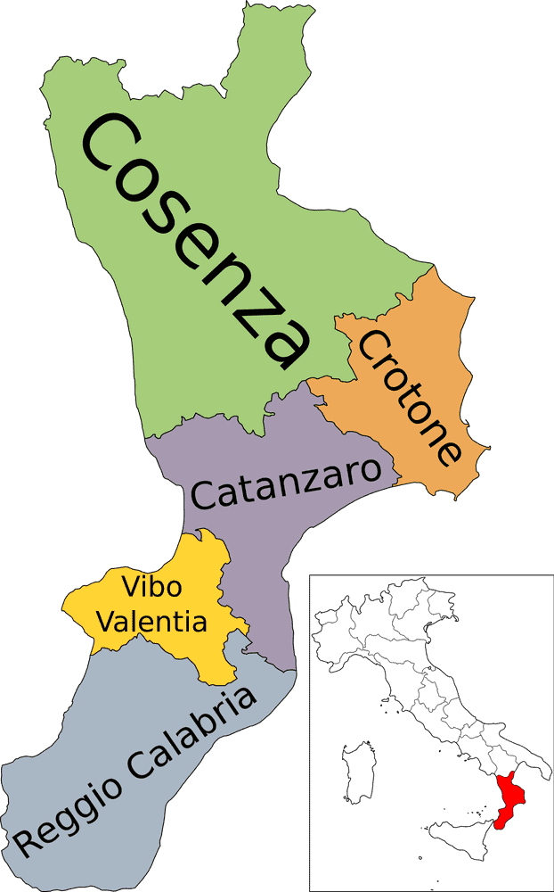 Calabria Region Political Map Outline PNG