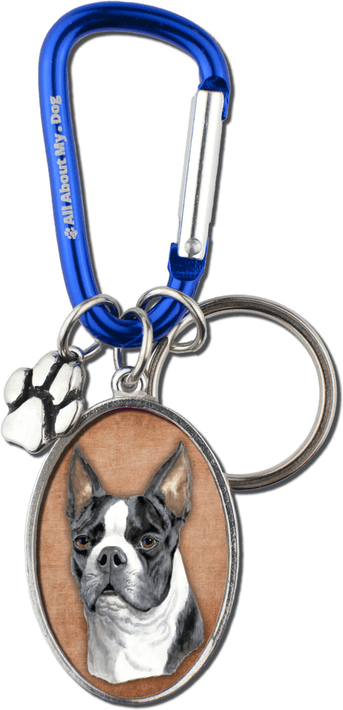 Custom Dog Portrait Keychain with Paw Charm PNG