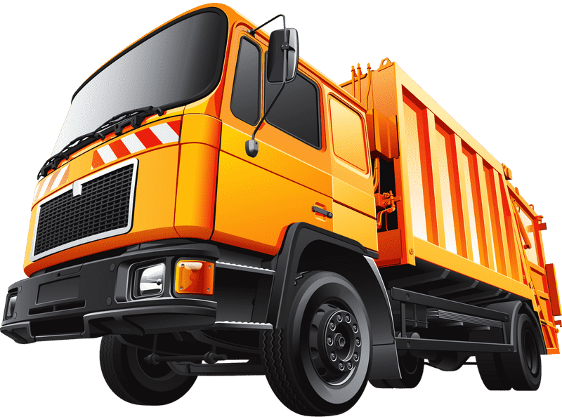 Bright Orange Delivery Truck in Action PNG