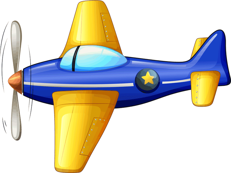 Colorful Cartoon Airplane with Propeller PNG