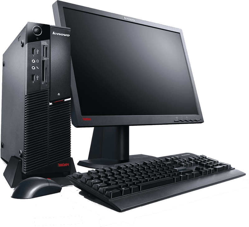 Modern Desktop Computer Setup with Monitor and Accessories PNG