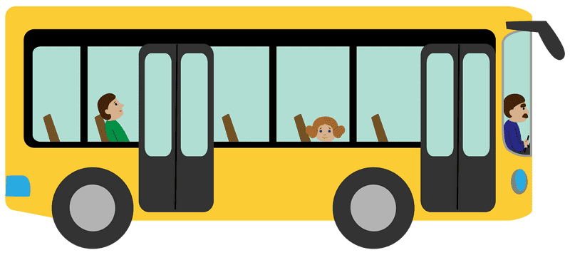 Happy Passengers on a Bright Yellow Bus PNG