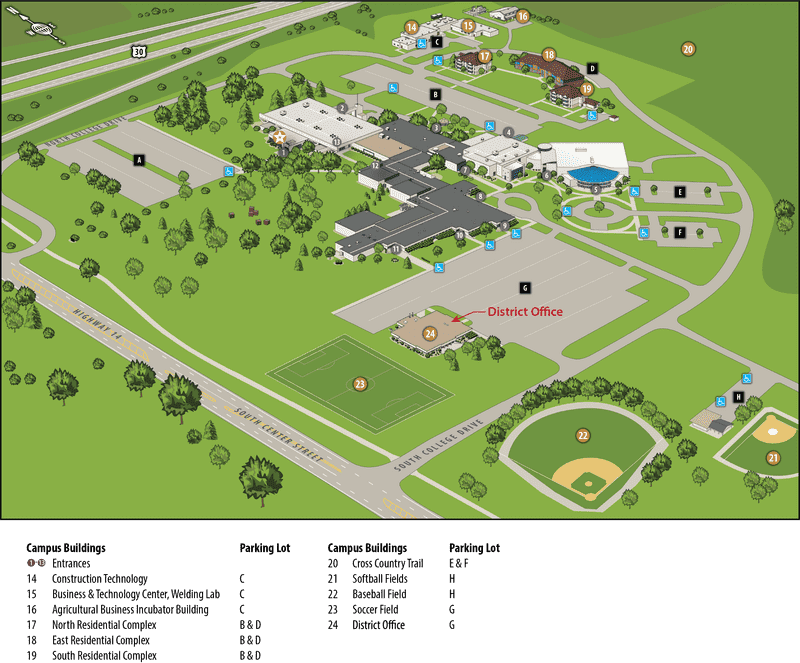 University Campus Layout with District Office Overview PNG