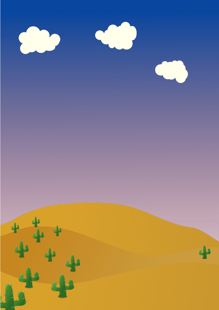 Desert Serenity Dunes and Cacti Under a Twilight Sky PNG
