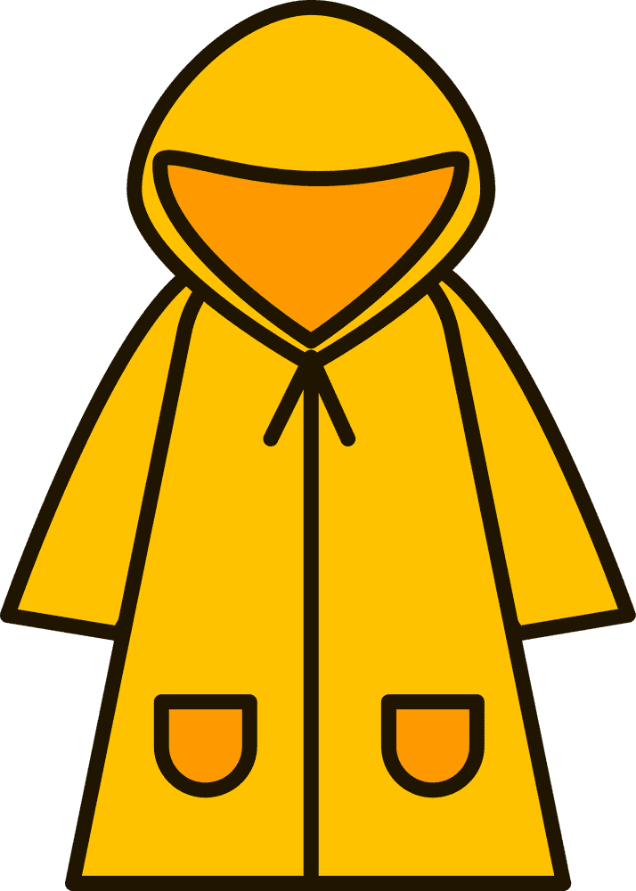 Bright Yellow Raincoat for Wet Weather Adventures PNG