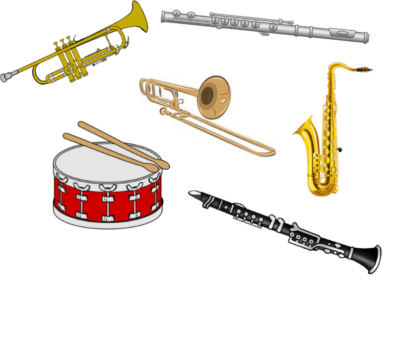Variety of Musical Instruments Ensemble PNG
