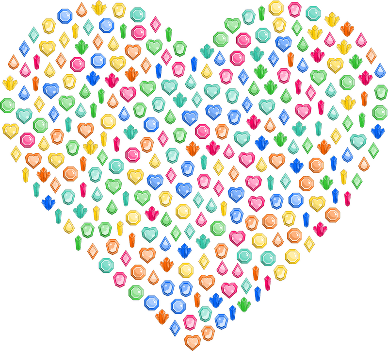 Heart of Colorful Gems PNG