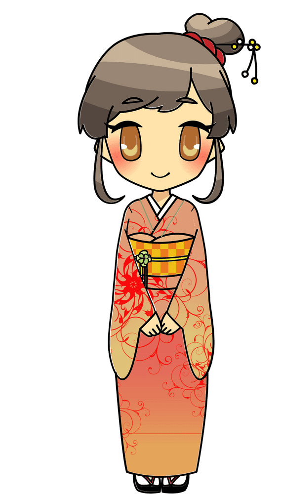 Charming Kimono Celebration Girl PNG