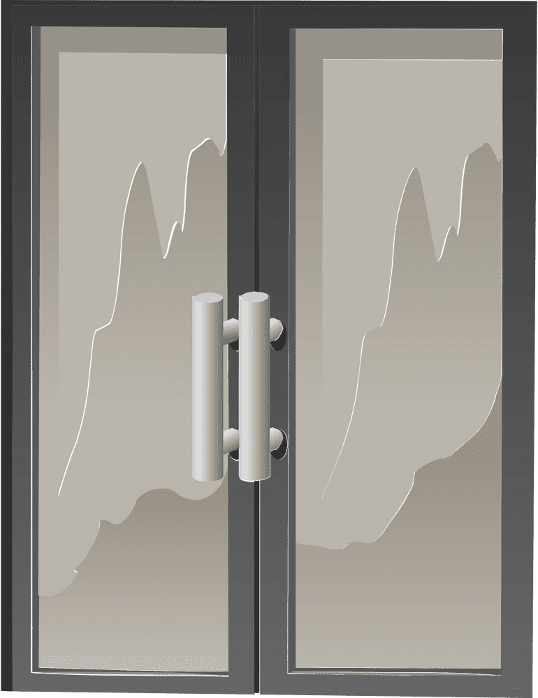 Elegant Double Door with Modern Handles PNG