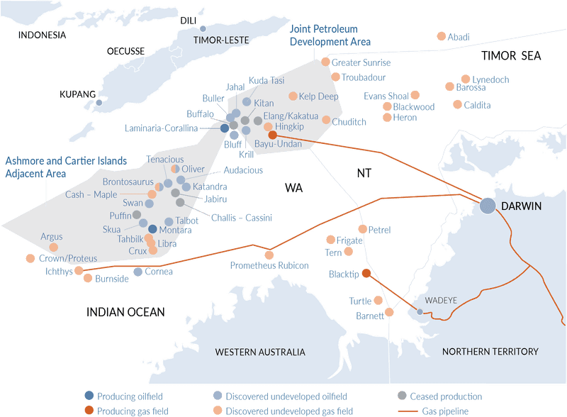 Timor Sea Oil and Gas Resource Map PNG