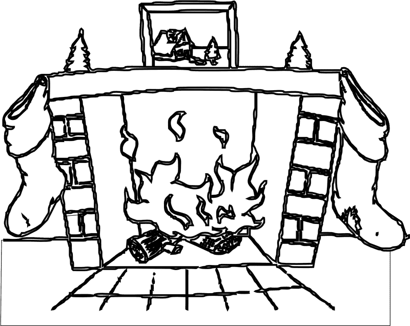 Cozy Nights by the Fireplace with Stockings PNG