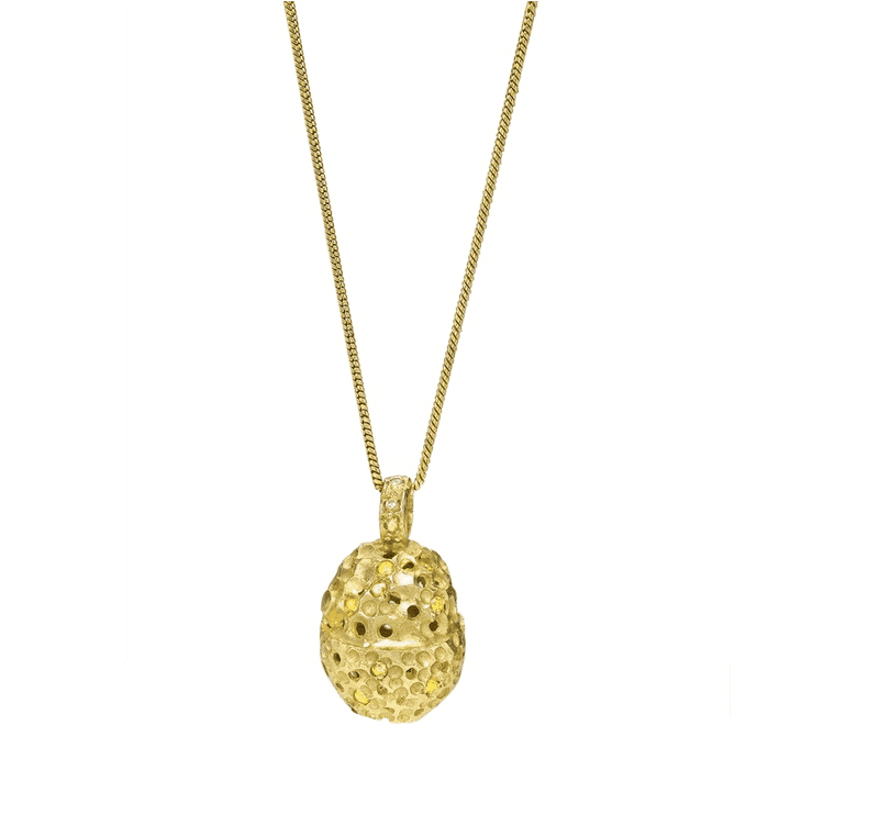 Elegant Gold Textured Necklace Pendant PNG