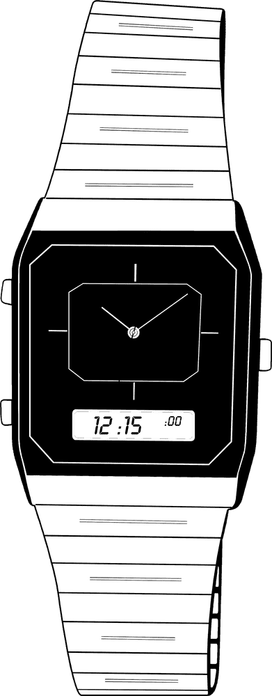 Stylish Mechanical Watch with Digital Display PNG