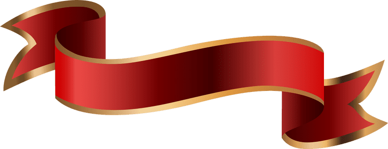 Elegant Red Banner with Gold Trim PNG