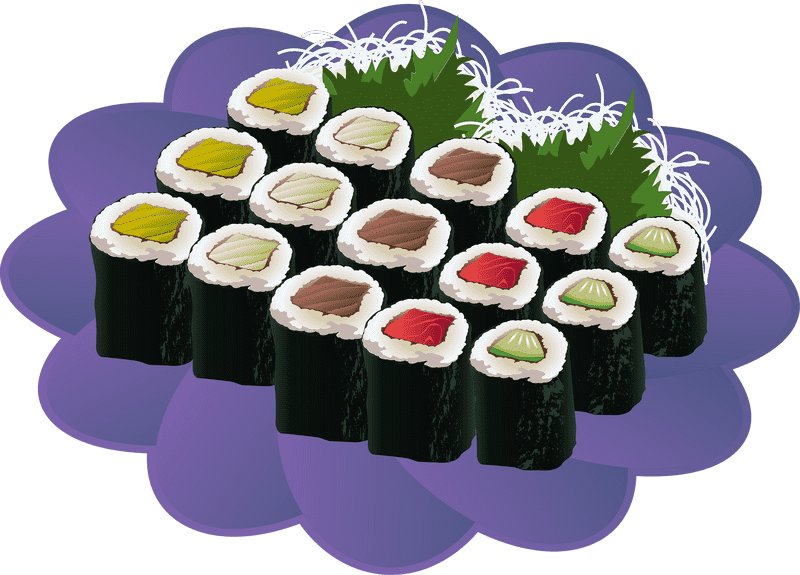 Sushi Delights A Colorful Culinary Journey PNG