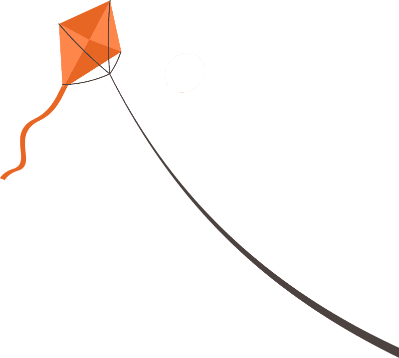 Bright Orange Kite Dancing in the Sky PNG