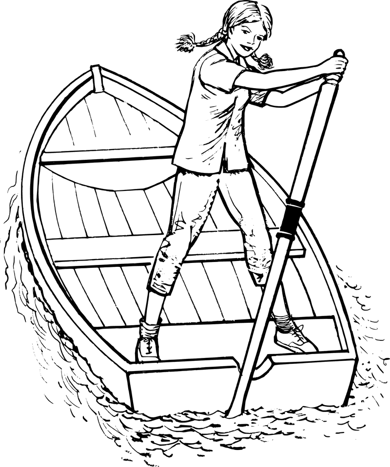 Adventurous Girl on a Ferry Boat PNG