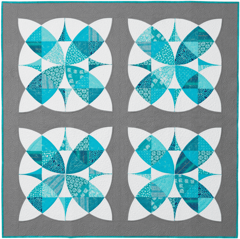 Serene Aqua Quilt Blanket Design PNG