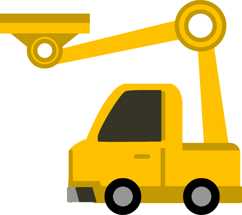 Yellow Hydraulic Delivery Truck with Boom Arm PNG