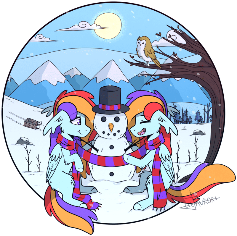 Mountain Winter Wonderland with Friends PNG