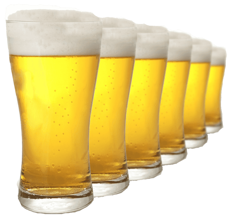 Refreshing Row of Beer Glasses PNG