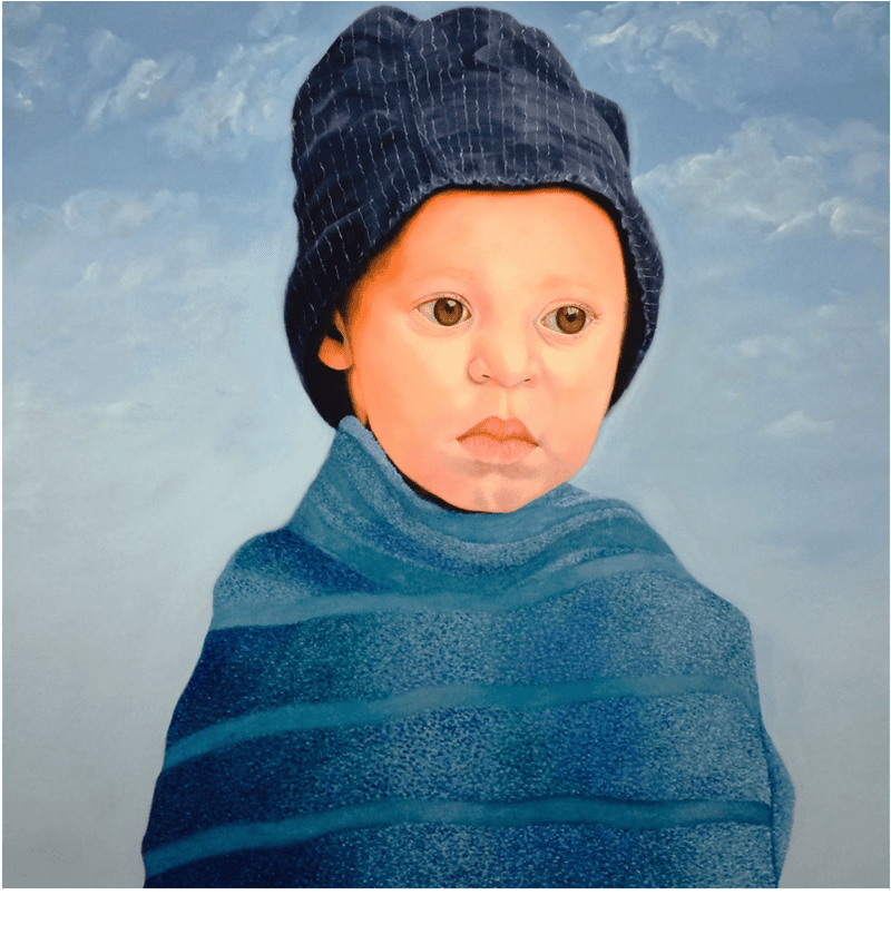 Oil Portrait of a Contemplative Child PNG
