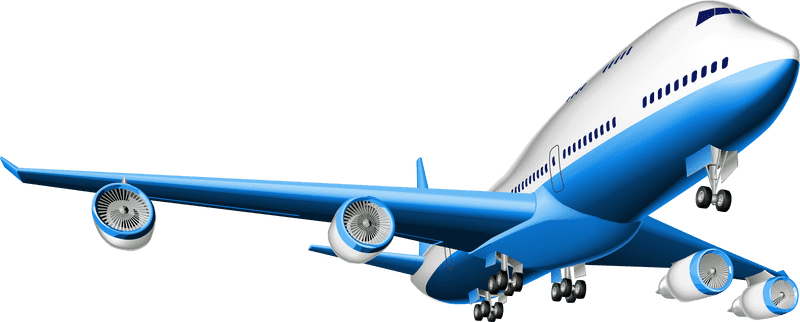 Sleek Blue Airplane in Flight PNG