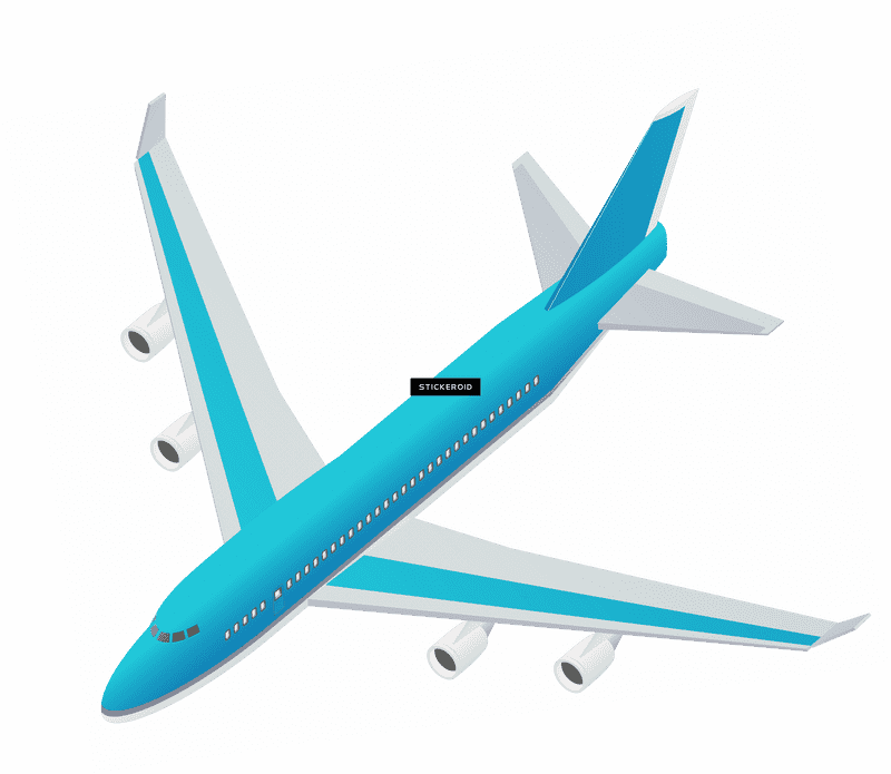 Stylish Blue Airplane in Flight PNG