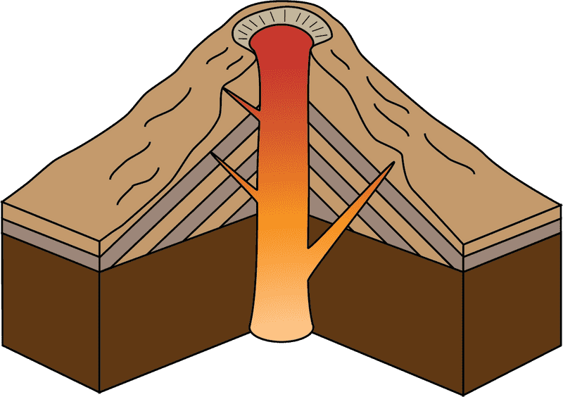 Volcano Structure and Eruption Pathway PNG