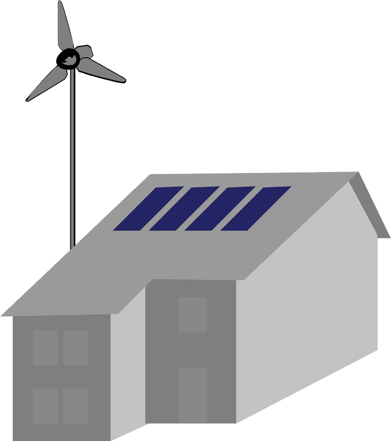 Sustainable Energy Wind Turbine and Solar Power Home PNG