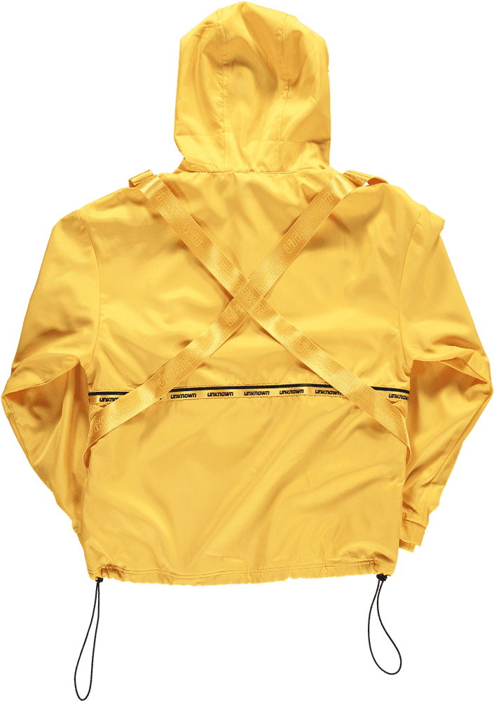 Vibrant Yellow Raincoat with Crossback Design PNG