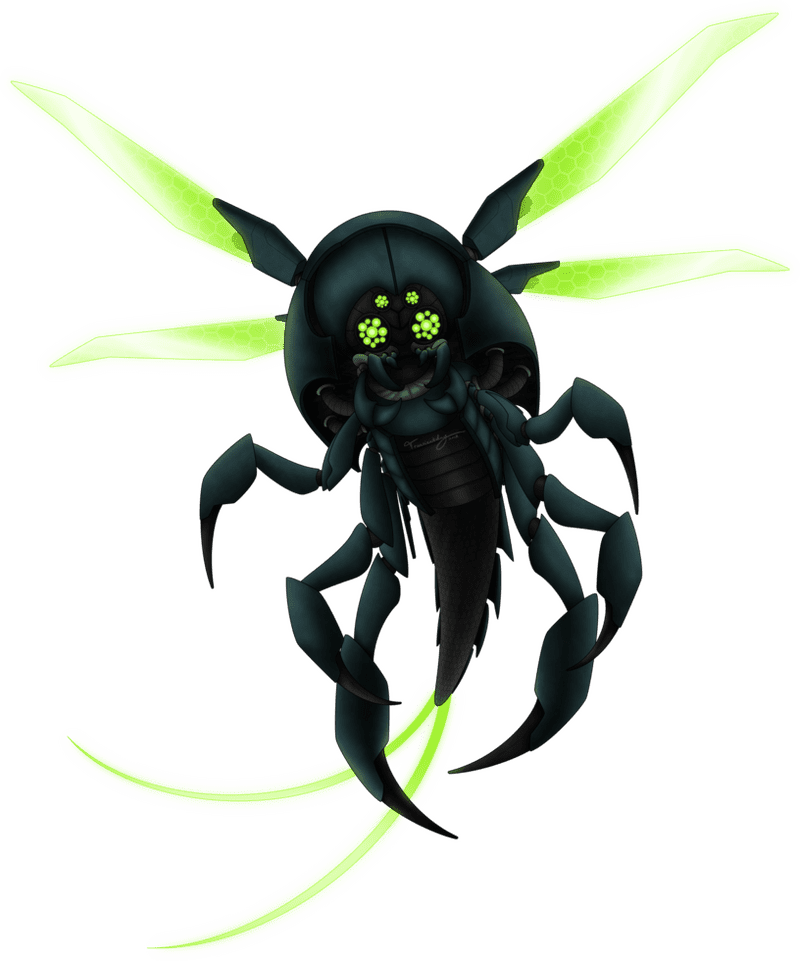 Glowing Insect with Arachnid Features PNG